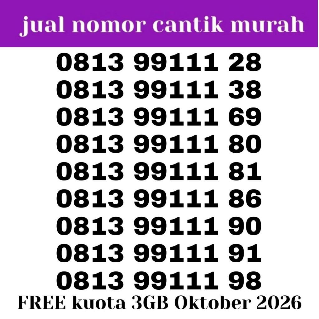 kartu perdana telkomsel simpati (free kuota 3GB oktober 2026) prabayar nomor cantik 99111 simcard ha