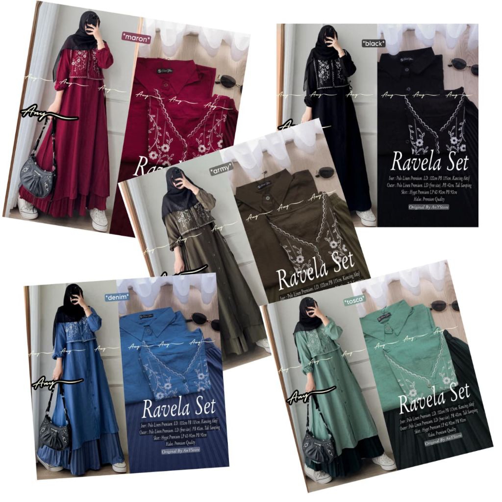RAVELA WINA JESLIN SET BY ANY STORE SET ROK PLISKET LONG TUNIK RAYON PREMIUM POLOS BORDIR JUMBO POLO