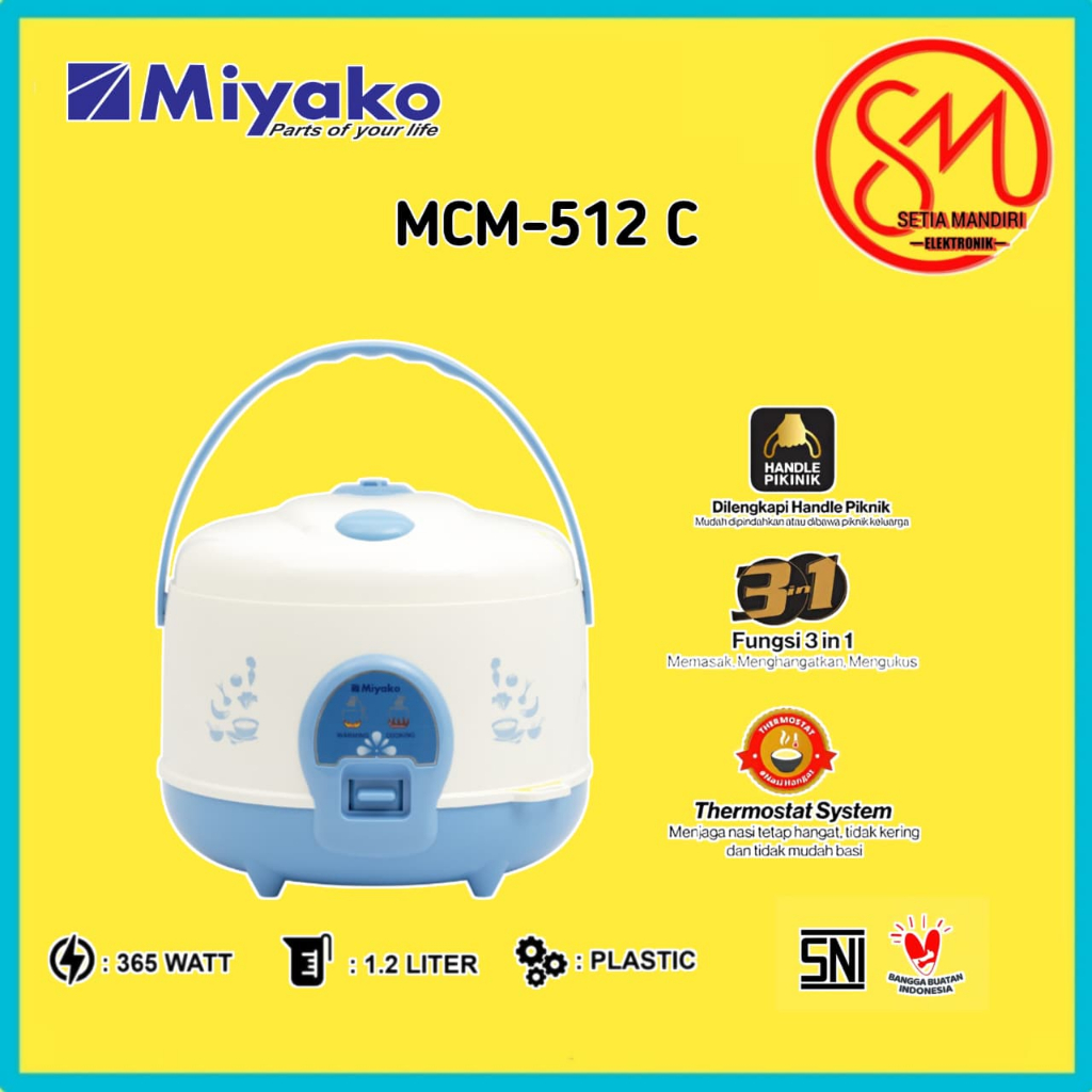 MIYAKO Rice Cooker 1.2 Liter MCM-512C | MCM-512CBH I MCM-512CSBC