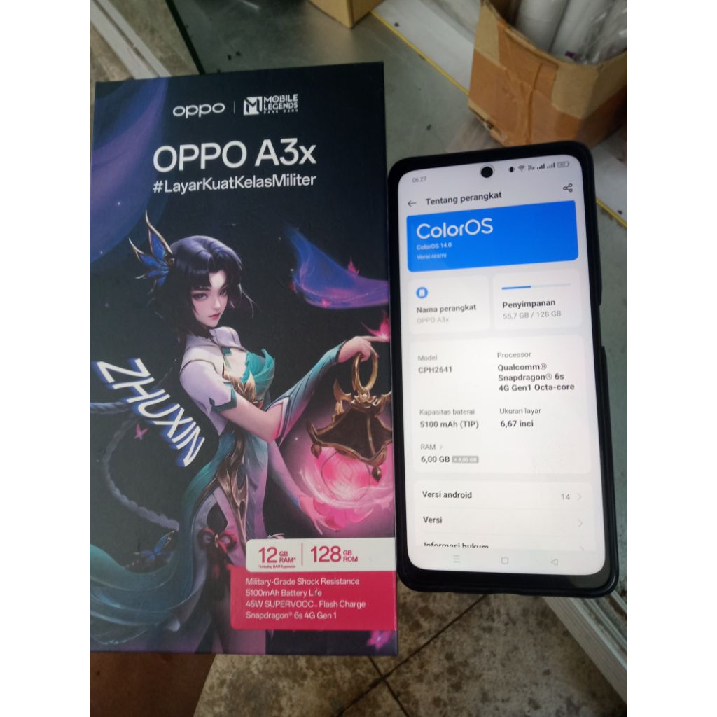 oppo a3x ram 6/128 gb - mulus hp bekas murah berkualitas