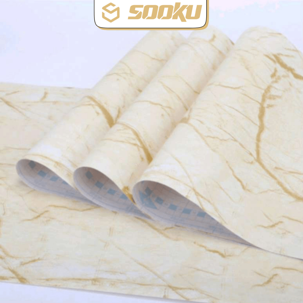 SOOKU Wallpaper Stiker Dinding Motif Marmer Cream Aesthetic