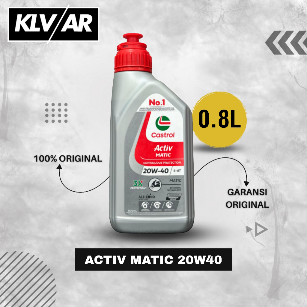 OLI CASTROL OLI MESIN MOTOR CASTROL ACTIV MATIC 20W-40 (0.8L)