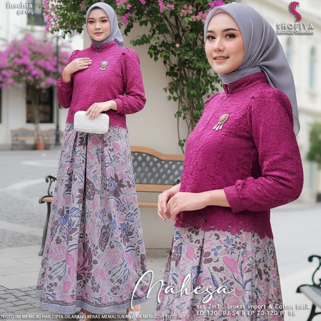 MAHESA SET 2IN1 SALEEMA SET HIJAB ORI BY SHOFIYA SET ROK BATIK BLOUSE BRUKAT PREMIUM GAMIS AIRFLOW S