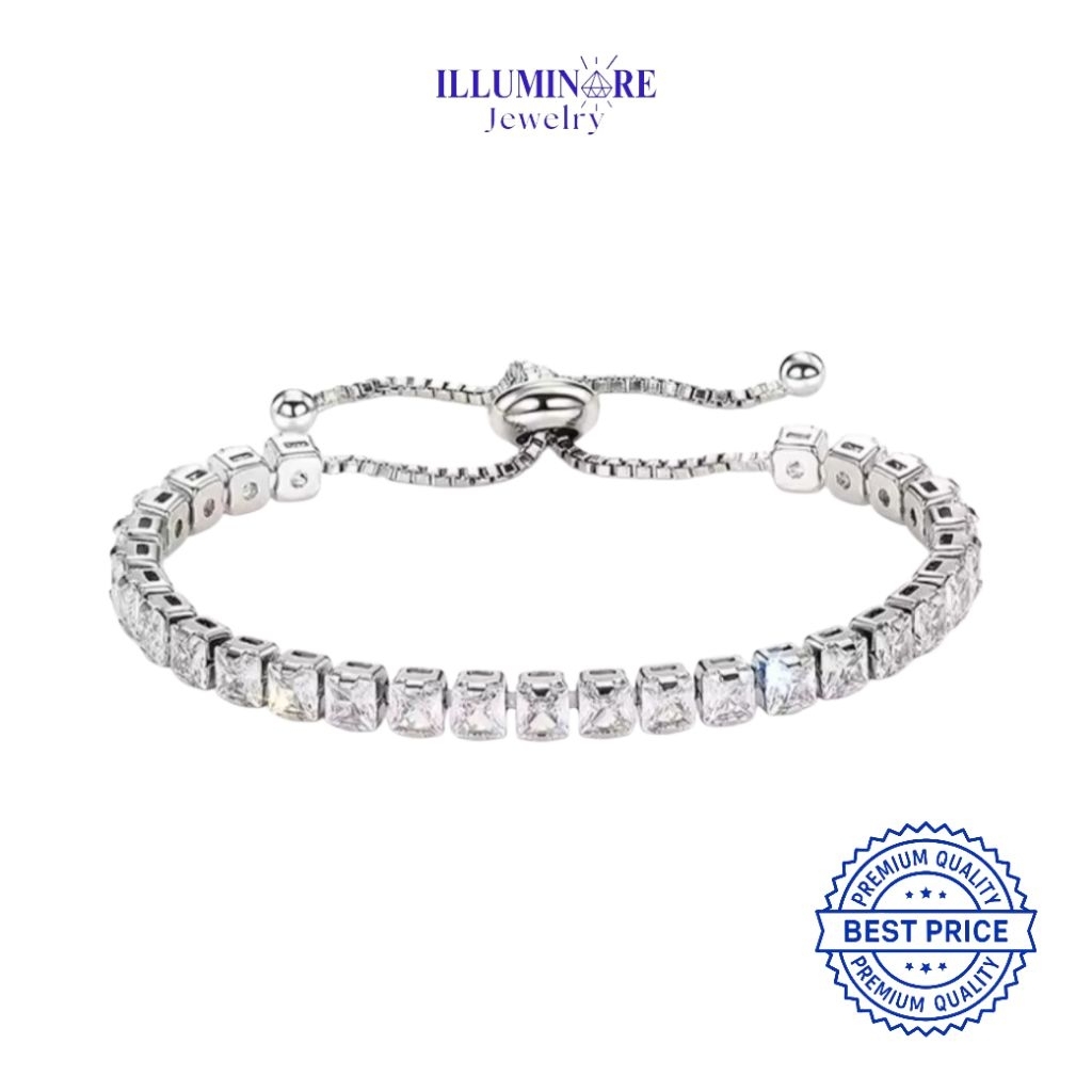 Illuminare-(100% Original) MS-BR06 Gelang Fashion Wanita Lab Create Diamond Perak Silver Sterling S9