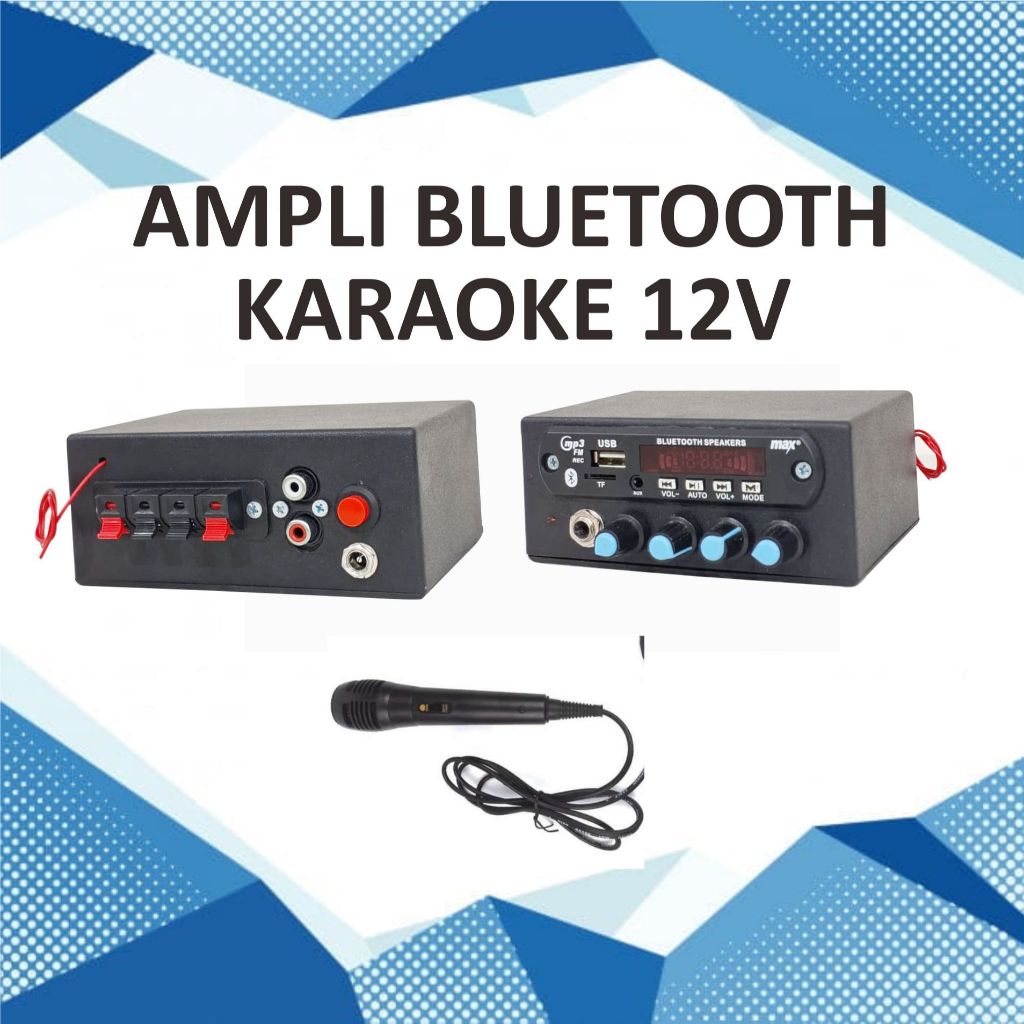 Ampli Mini 12v Karaoke Bluetooth PLUS MIC -Amplifier 12volt mini Karaoke Bl-bisa COD