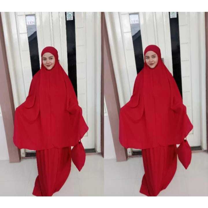 Mukena Polos Renda 2 in 1 Jumbo Mukena