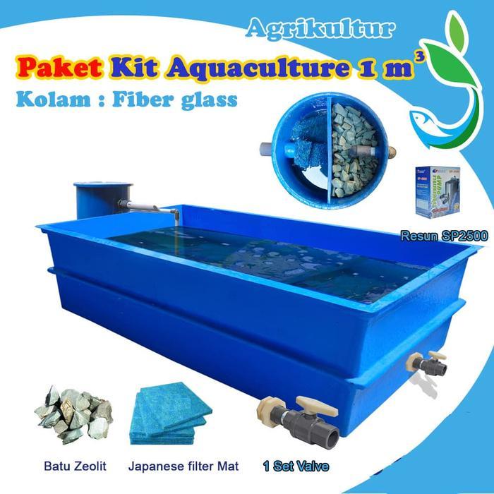 PAKET KIT AKUAKULTUR / KOLAM IKAN PLUS FILTER / KOLAM IKAN FIBER 1 M3