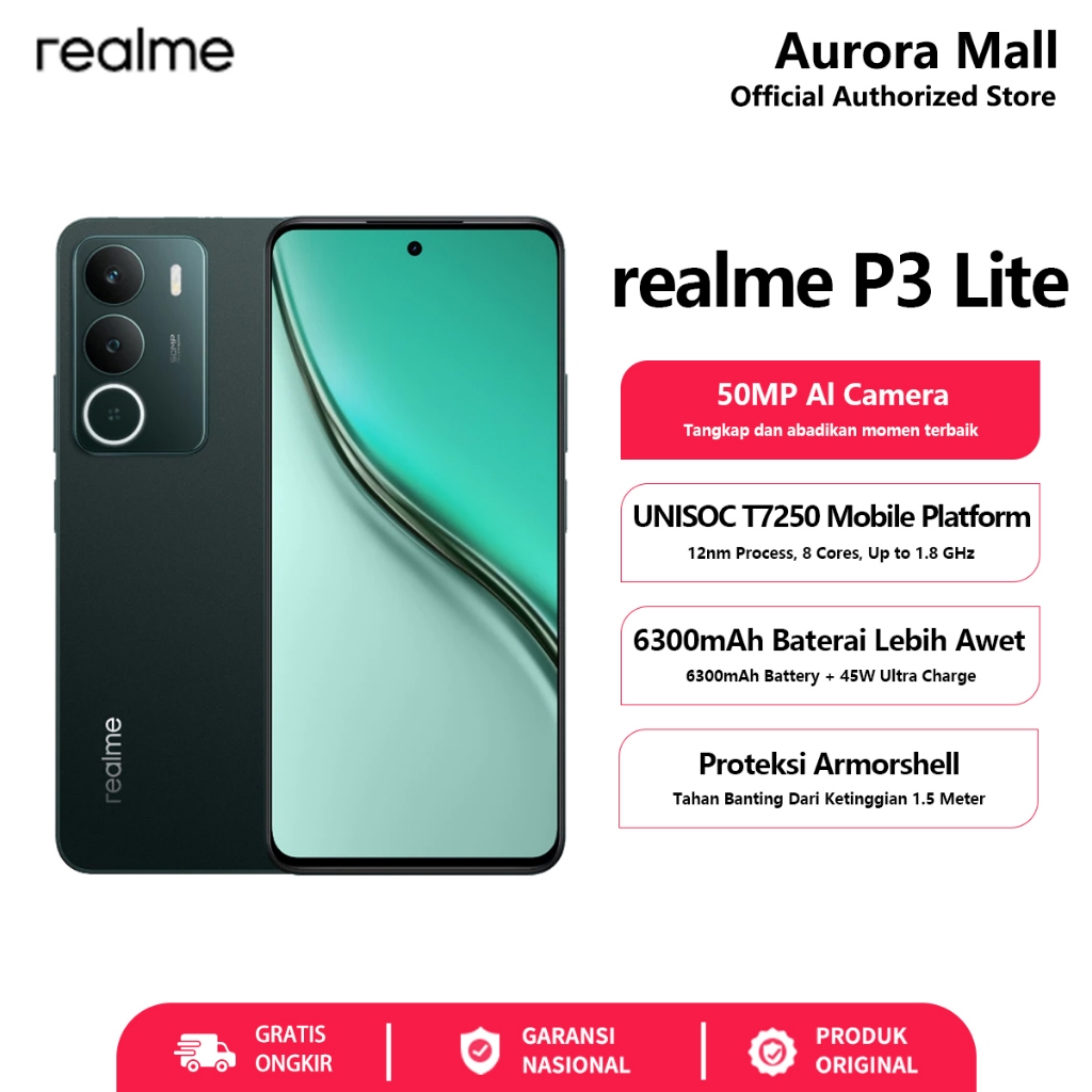 realme P3 Lite 4/128GB - NFC Garansi Resmi Indonesia HP Android Murah Terbaru 2026 Handphone COD