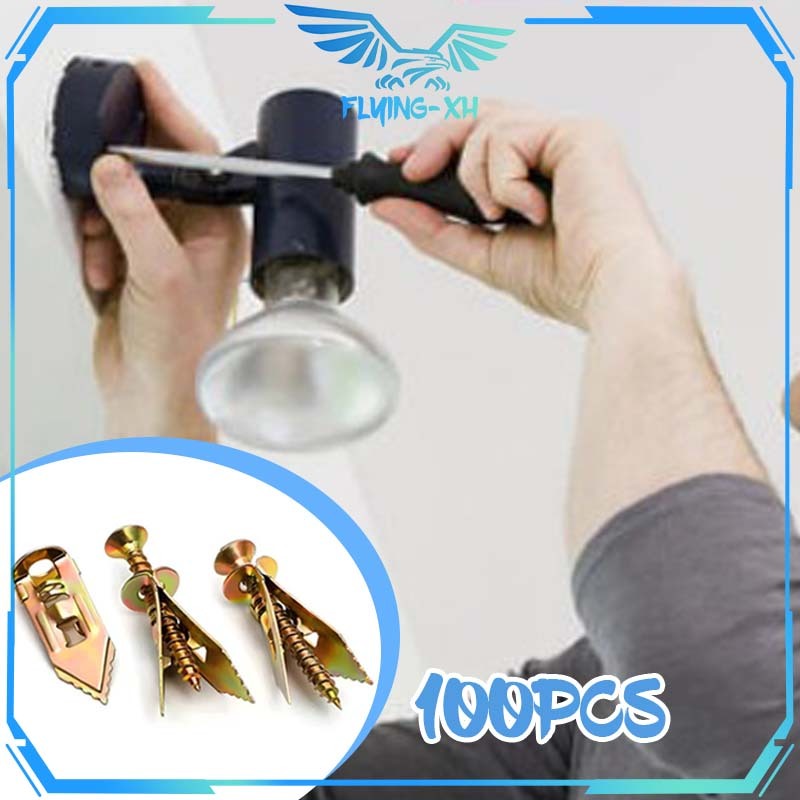 Pengait Skrup Tembok 100set Angkur Baut Tembok Sekrup Sekrup Gypsum Tembok Sekrup Dinding Wall Ancho