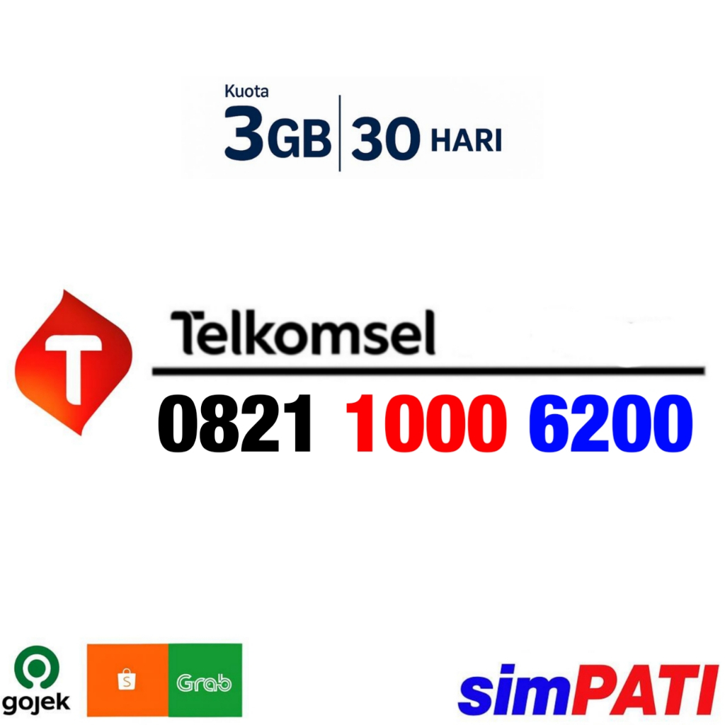 INCLUDE KOUTA 3GB -  Kartu Perdana Nomor Cantik Telkomsel Simpati - RATUSAN RIBUAN - O821 1000 6200