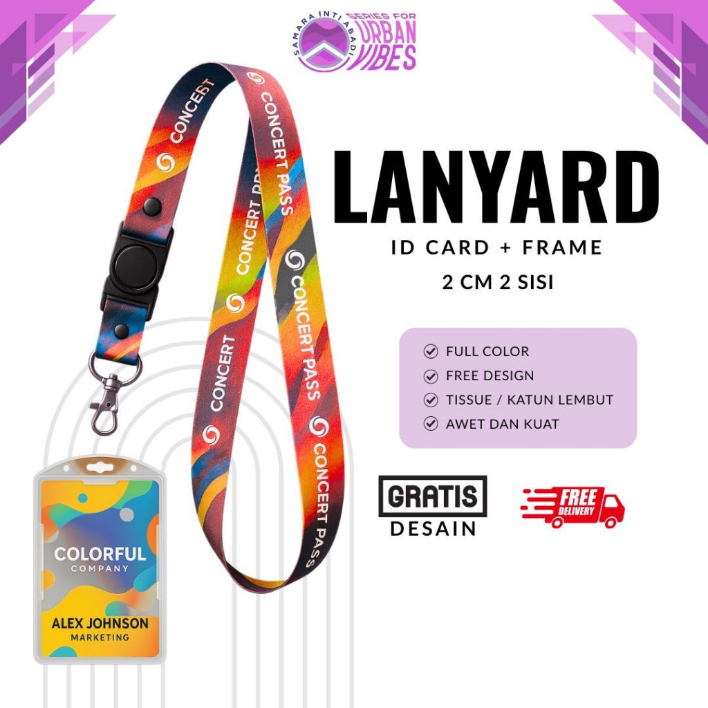 Lanyard Id Card Custom tali lanyard premium sublim full print