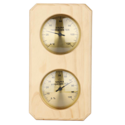 FDA Termometer Kaitai Sauna dan Ruang Uap dengan Bingkai Kayu, Meter Ganda, Rumah Tangga Kayu Dalam 