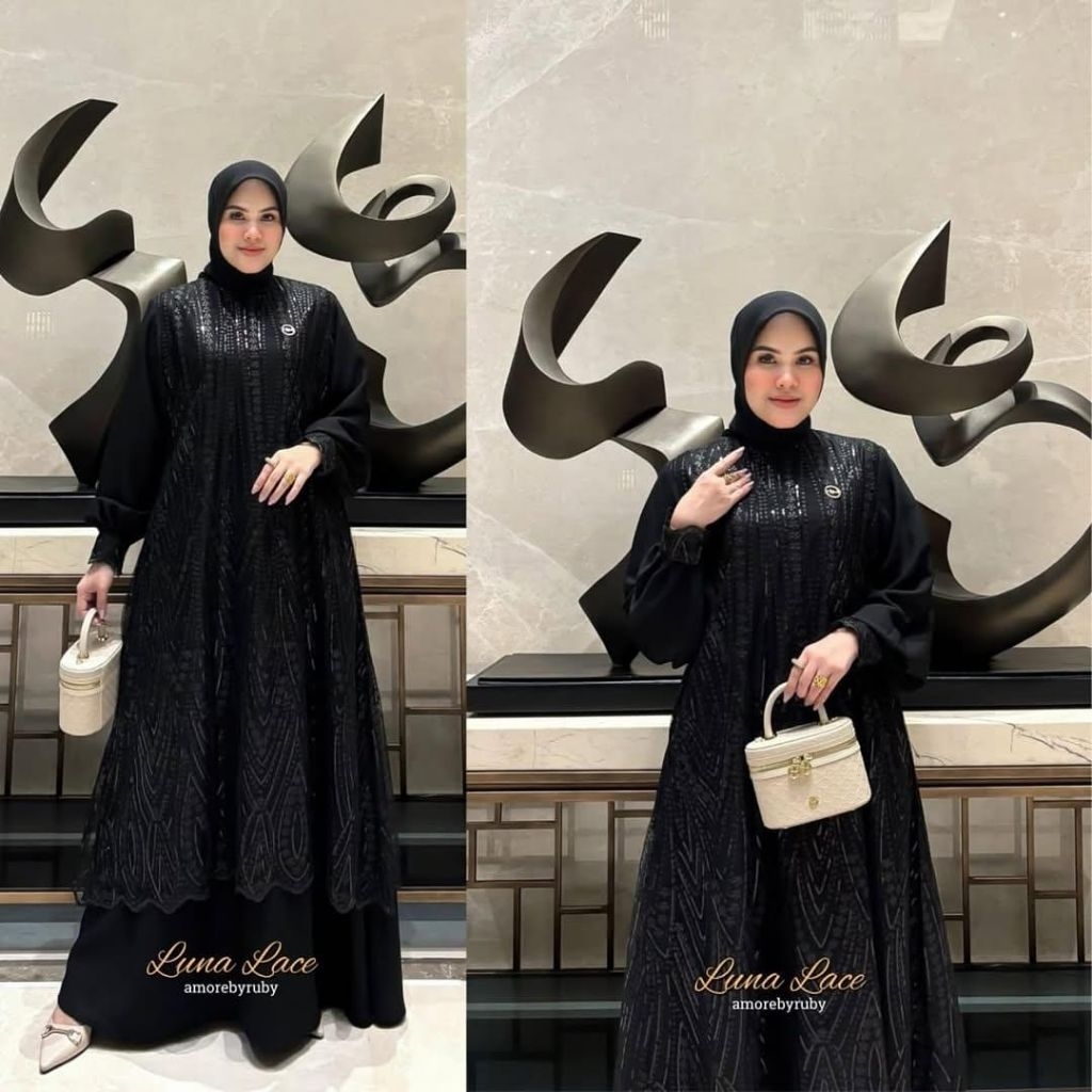 Luna Dress Kondangan Wanita Mix Brukat