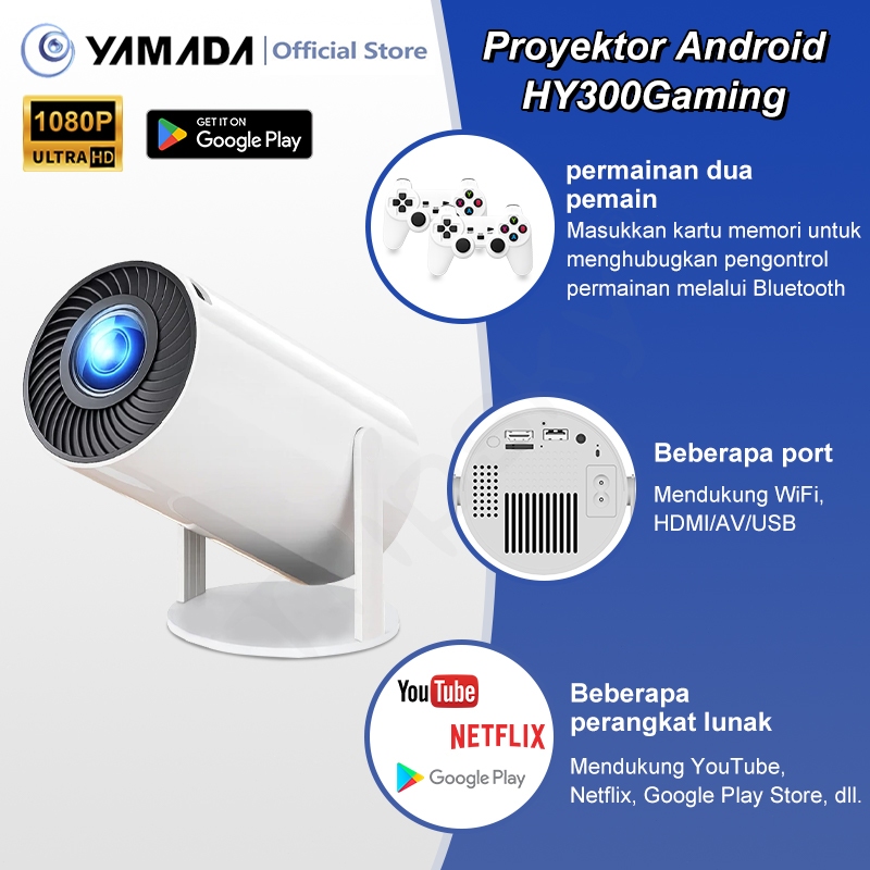 Proyektor Android Gaming HY300Proyektor Android 11.0 Proyektor 4K Home Cinema T01 Proyektor Portabel