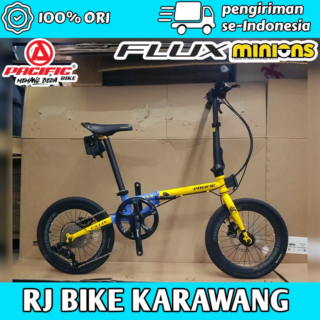 Sepeda Lipat Folding Bike 16 inch Pacific Flux Minions 10 Speed