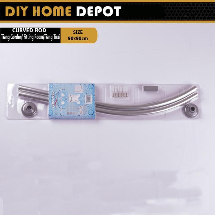 Diy Tiang Rail Melengkung Curved Shower Rod 90X90Cm Alumunium Anti Karat Untuk Tirai Kamar Mandi