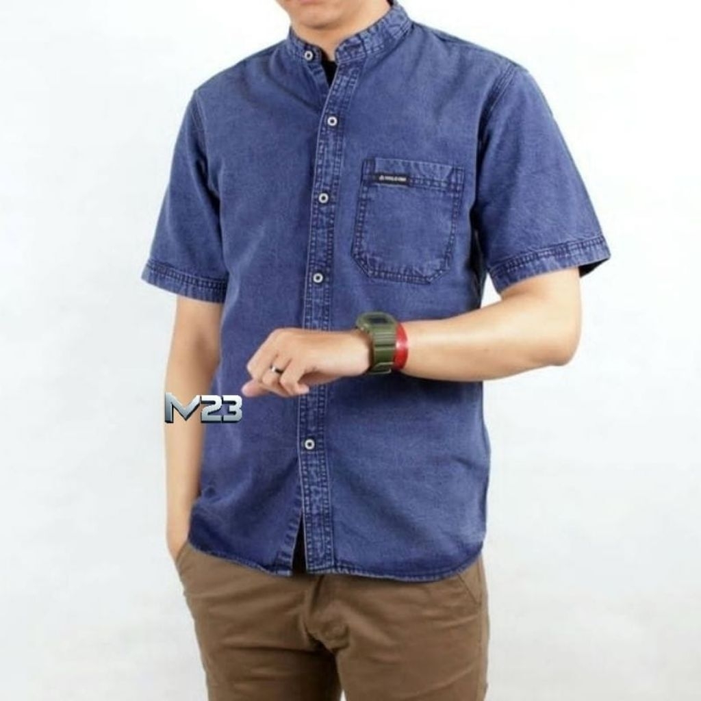 kemeja Jeans/ Denim Lengan Pendek Pria Terpopuler kemeja Denim pendek pria