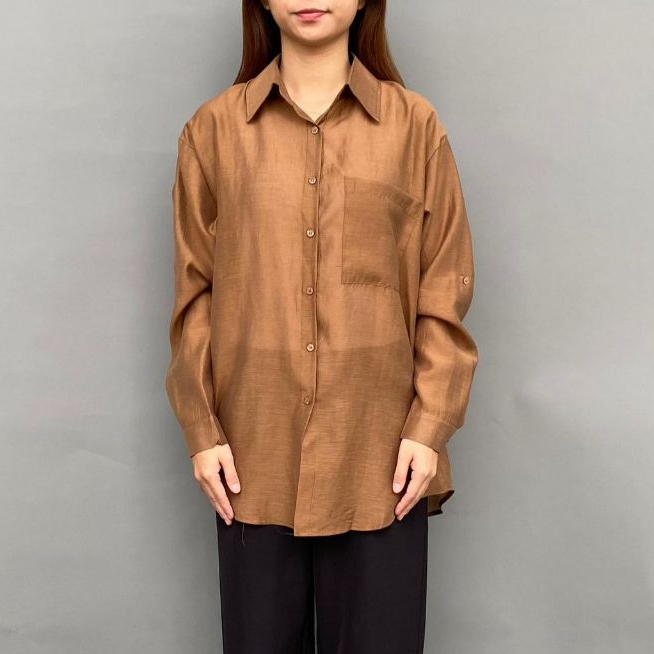 Magnolia Collection Atasan Wanita Basic Kemeja Coklat Tua