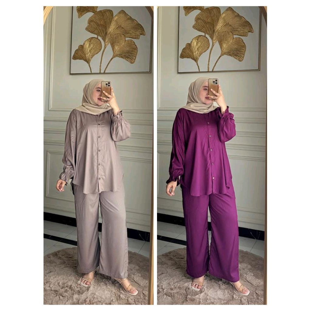Pajamas kemala jumbo twill/ pajamas katun rayon twill polos/ piyama lengan panjang full kancing busu