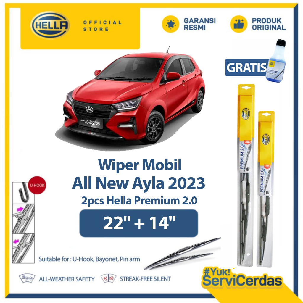 Wiper Mobil DAIHATSU All new Ayla 22" + 14" (2pcs) - HELLA Premium 2.0