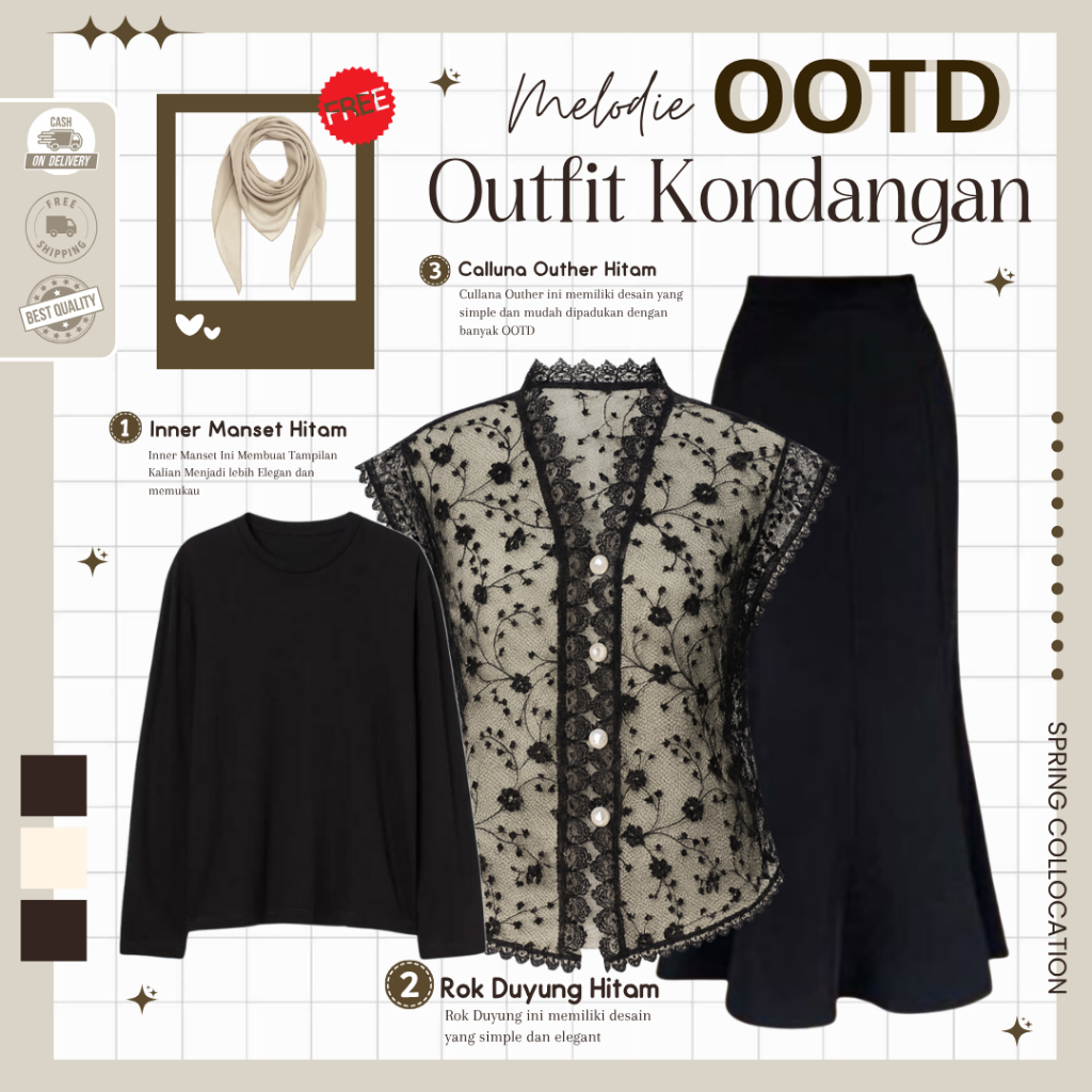 Calluna Setelan Kondangan Kekinian ( Hijab + Outher + Inner + Rok ) Outfit Wanita Hijab - MO189