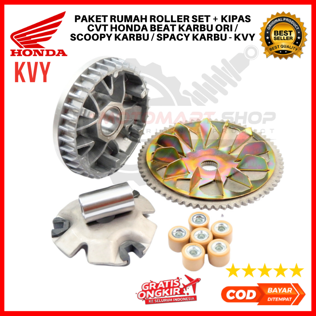 Paket Rumah Roller Set + Kipas CVT Honda Beat Karbu Ori / Scoopy Karbu / Spacy Karbu - KVY