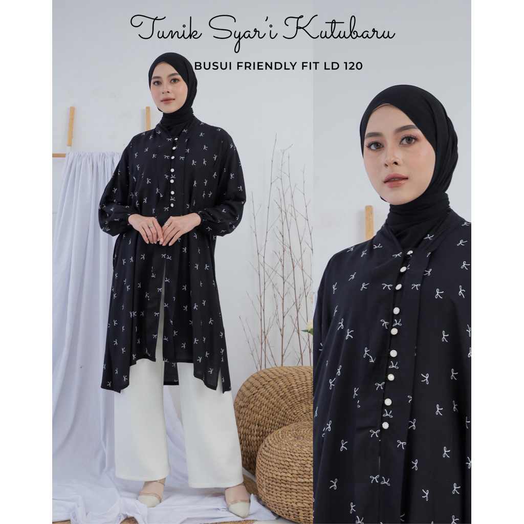 Tunik Rayon Adem Kutubaru LD 120 Kancing Hidup Busui Friendly Tunik Muslimah Jumbo Daily Elegan