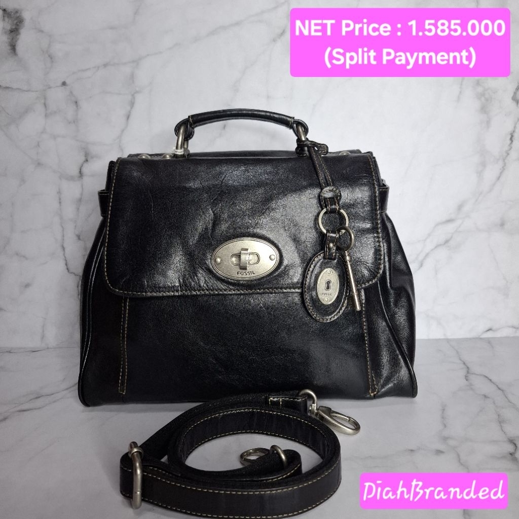 F012 - Preloved Tas Fossil Maddox Doctor Black Fullset