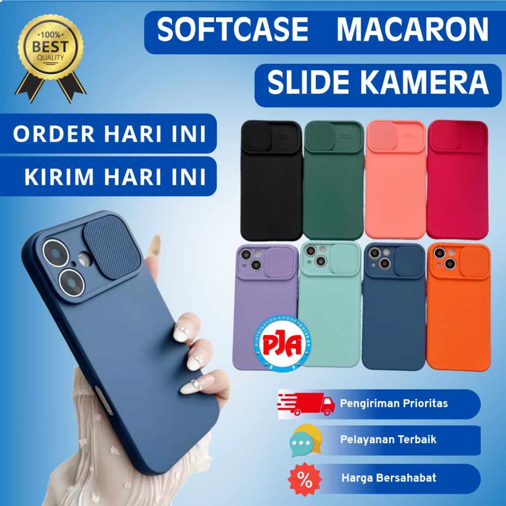 Case Softcase Macaron Slide Camera Samsung A01 Core M01 Core A21s A12 M12 M51 A72 A02s A02 M02