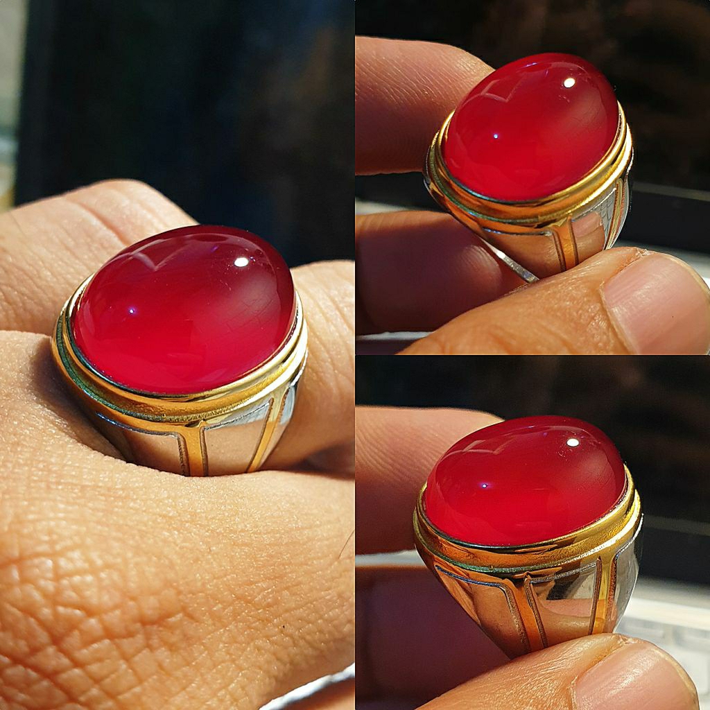 cincin Pria batu akik red baron ring titanium super