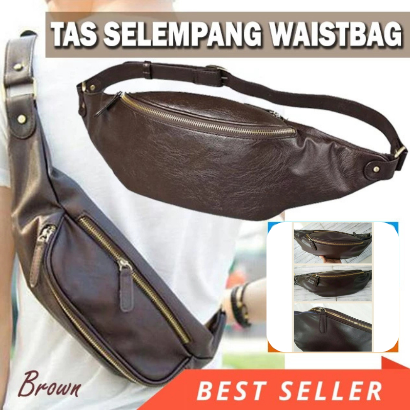 Tas Selempang Pria Terbaru Napoleon Kulit Sintetis Zipper Resleting Tas Slempang Cowok Sling Bag