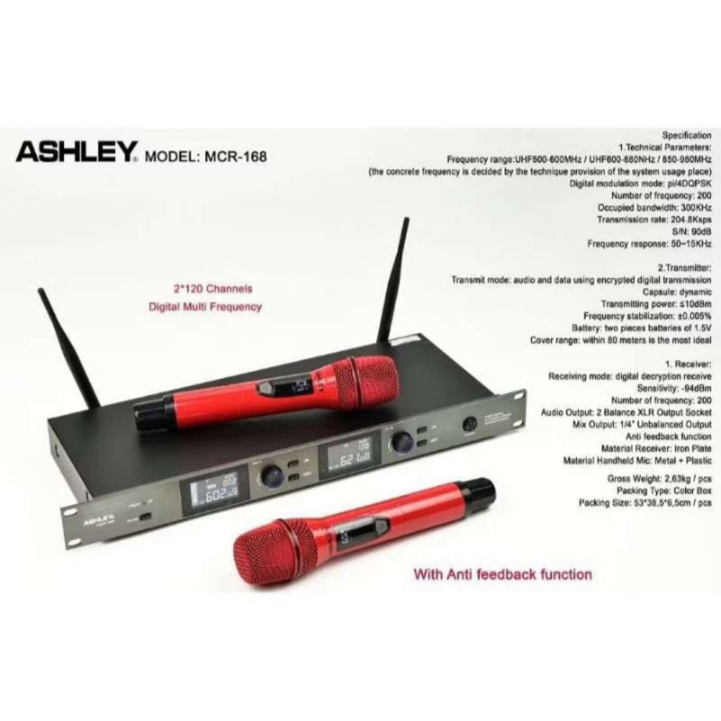 MICROPHONE WIRELESS ASHLEY MCR 168