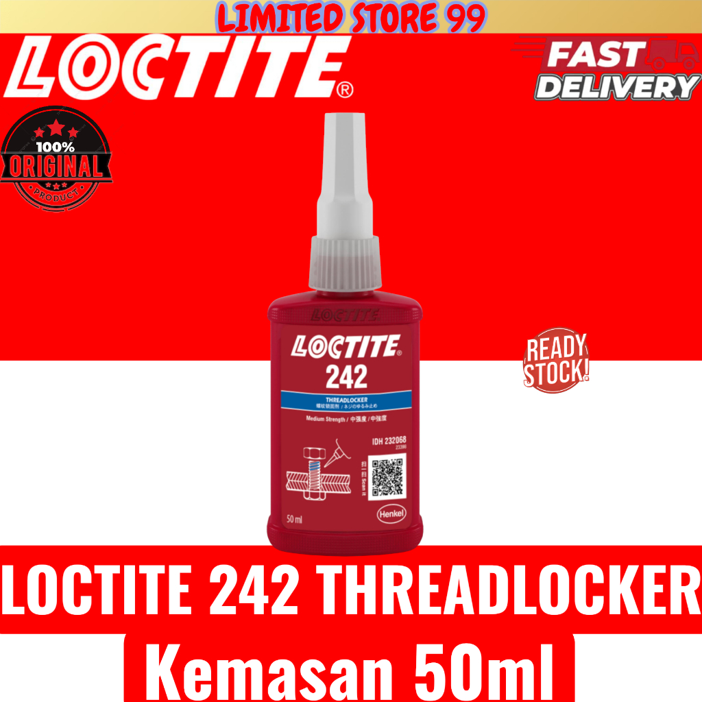 Lem Baut 242 Threadlocker 50ml - 242 Threadlocker Lem Berkekuatan Sedang 50 ml Original