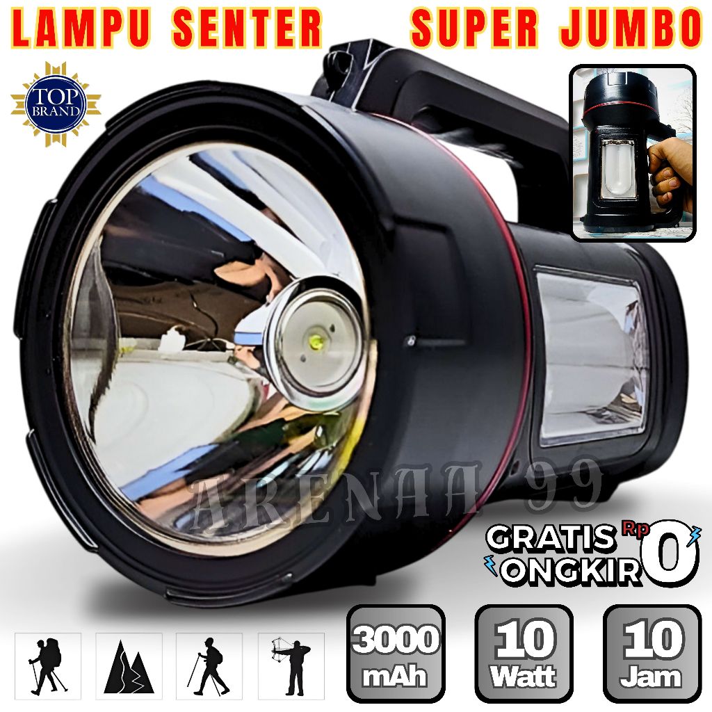 Senter Super Terang LUBY L-2673 Cahaya Putih Tahan Sampai 10 Jam | Senter Led Cas Ulang | Senter Tan
