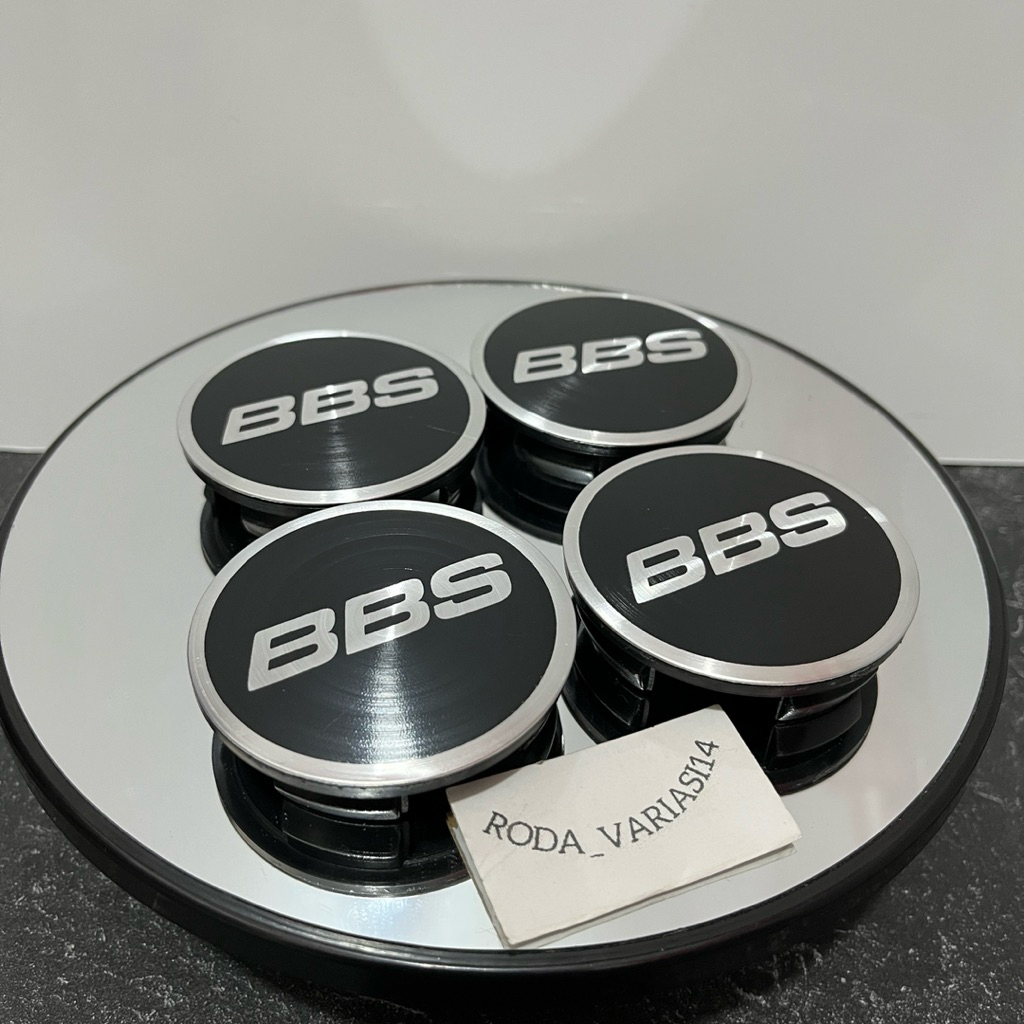 Tutup velg dop roda racing motif BBS plat hitam ukuran 6,5cm