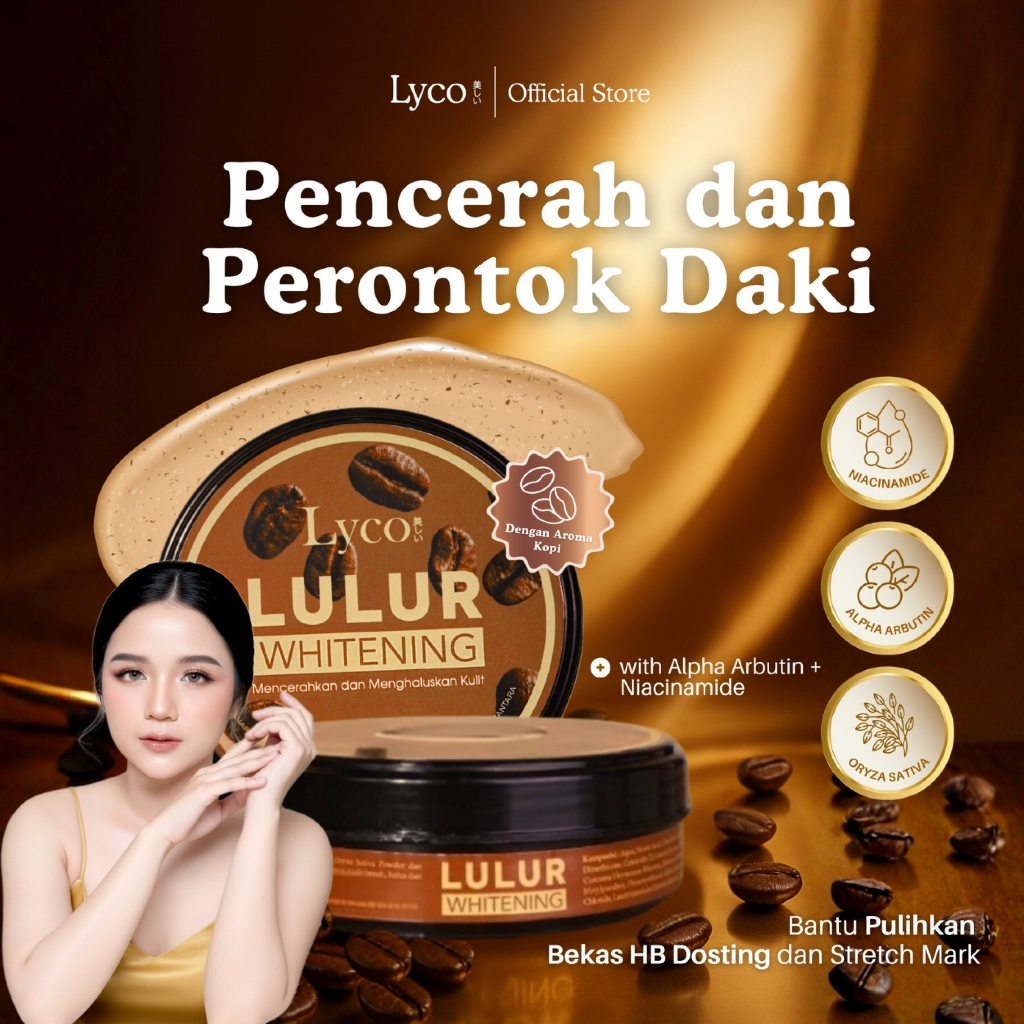 Lulur Whitening LYCO | Lulur Pemutih |Lulur Ajaib Perontok daki paling Ampuh|Lulur Badan Asli 100gr|
