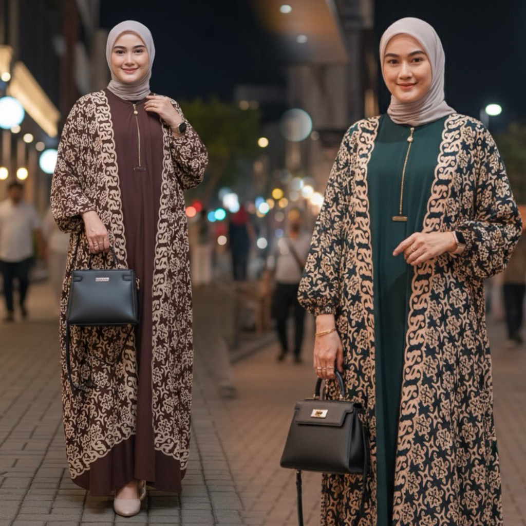 Aesha Kaftan Rayon Premium Model Erina Busui Gamis Kaftan Ukuran Allsize LD 160cm Panjang 138cm