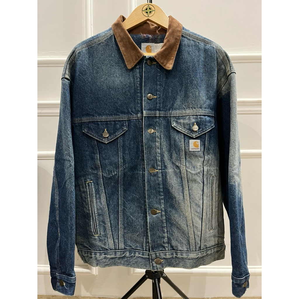 Vtg Carhartt Blanket Lined Southwest Aztec Cowboy Jean Jacket Detroit Sz L  (PJB008)