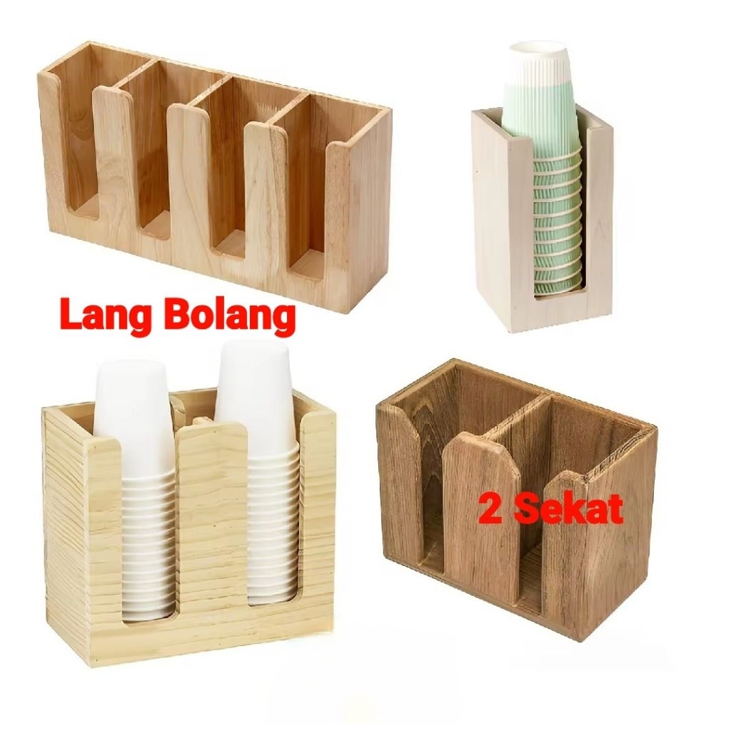 Rak Penyimapan Gelas plastik / Cup Holder Gelas Plastik / Rak Kayu Tempat Penyimanan Gelas Pop Ice