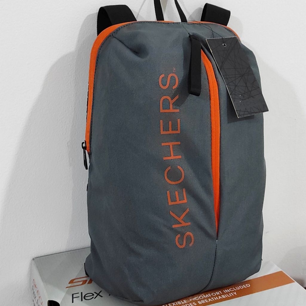 TAS BACKPACK SKECHERS Grey Original*SIMPLE PRAKTIS*COCOK SEBAGAI TAS SEKOLAH - TAS SEPEDA - TAS OLAH