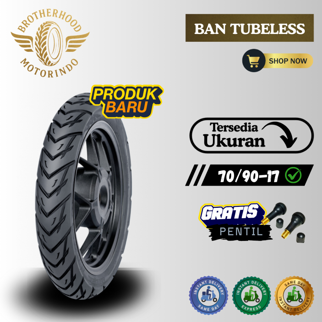BAN FDR SPARTAX TL 70/90-17 TUBELESS  / BAN SPARTAK TUBLES / BAN MOTOR RING 17 / BAN FDR RING 17 / B