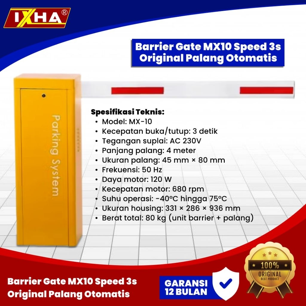 Portal Barrier Gate MX10 Original Speed 3s Palang Parkir Otomatis