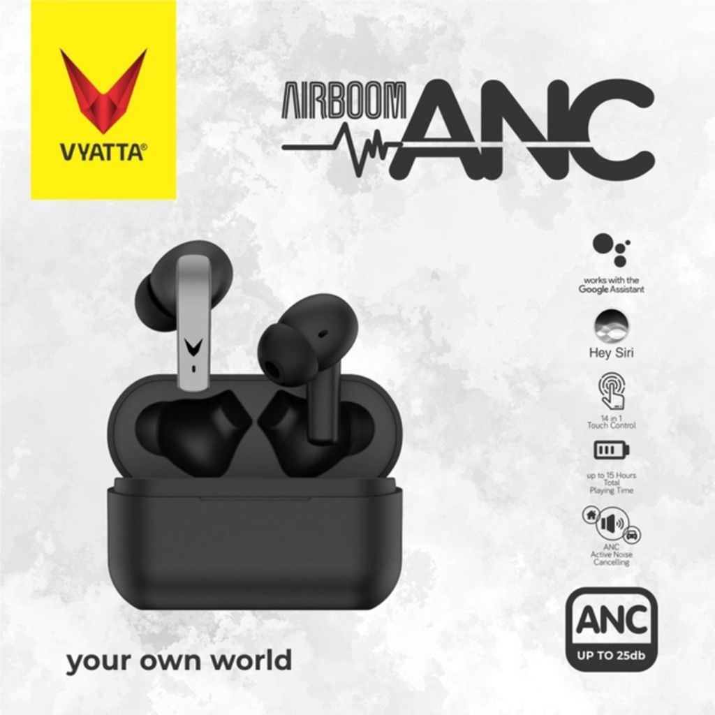 Original VYATTA Airboom ANC Wireless Earphone Headset Earbuds TWS Black