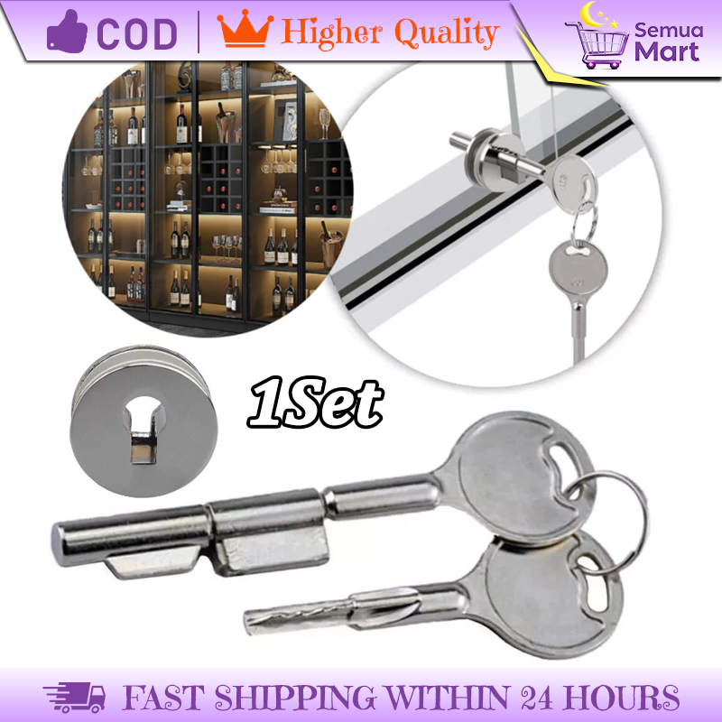 Kunci Lemari Rak Pajang Kaca - Pengunci Pintu Geser Kaca, Glass Door Lock Anti Maling Etalase HP