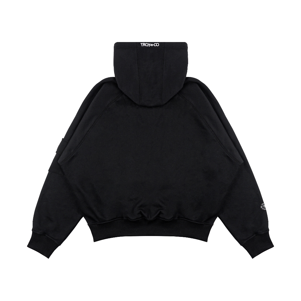 Troy Company Boxy Arm Pocket Hoodie Think Critically - Hoodie Boxy Hitam BAPH 3430