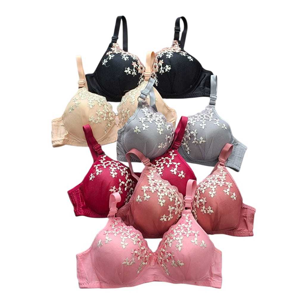 BRA WANITA BH MOTIF BORDIR BUSA TIPIS UKURAN 36-42 CUP B