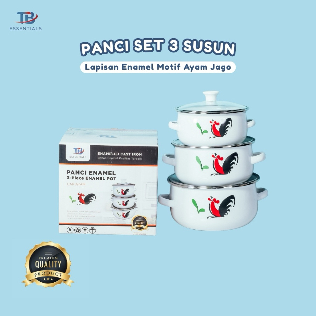 Panci enamel isi 3 set cap ayam TB essential PB-ENK-A3