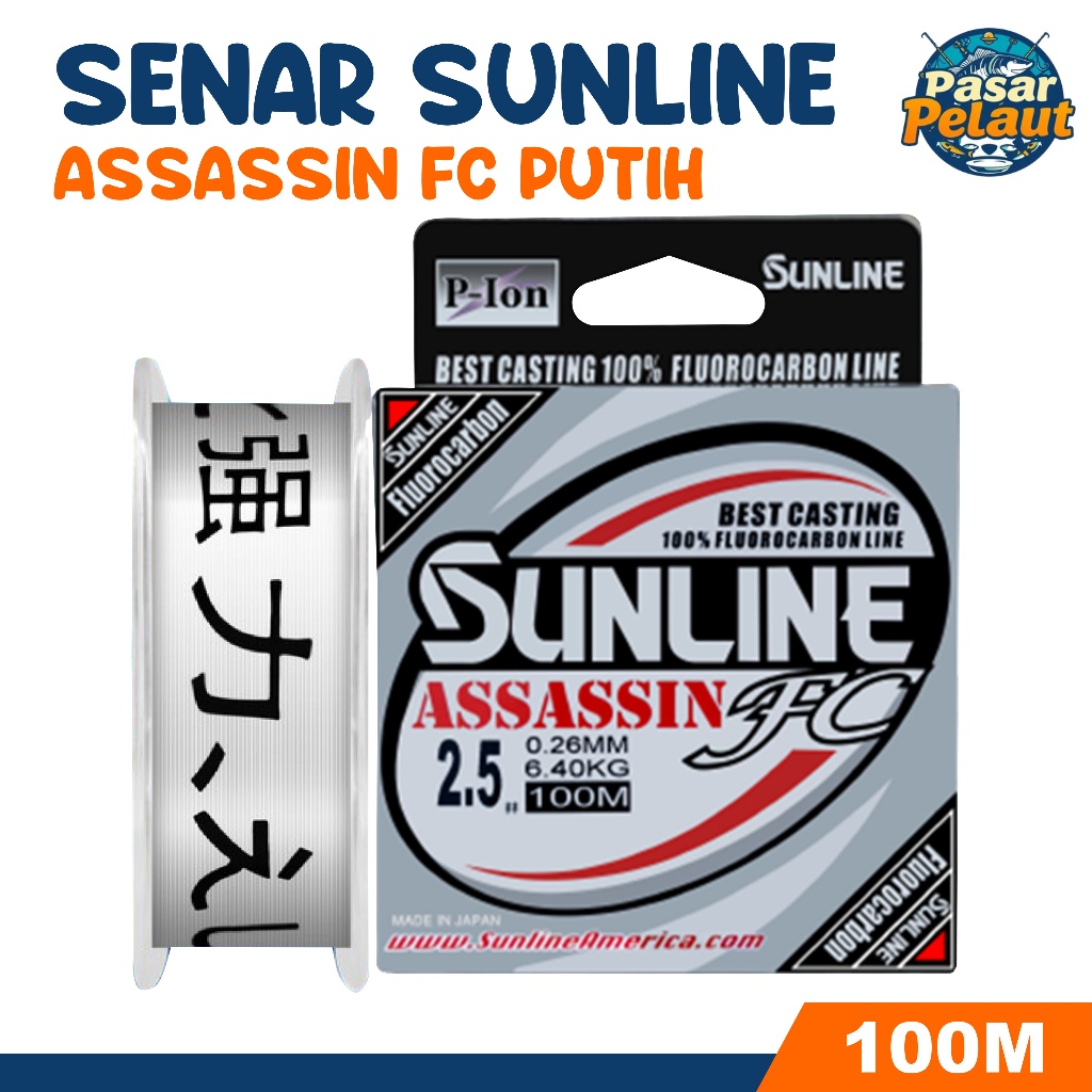 PASAR PELAUT Tali Pancing Sunline Asassin  Fluorocarbon Senar Pancing 100m Pion Technology