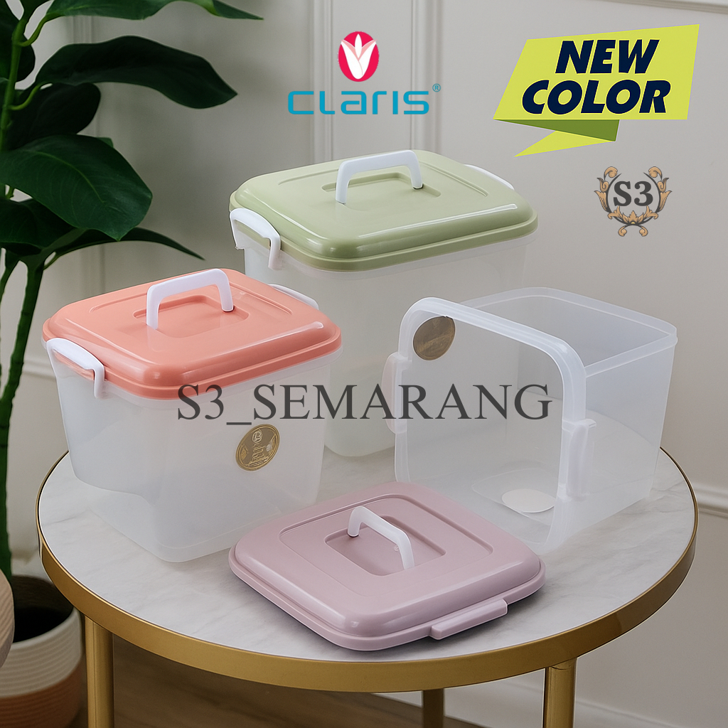 Kontainer Box Plastik Bening dengan Handle 24L Claris Q-Bic Box 1057