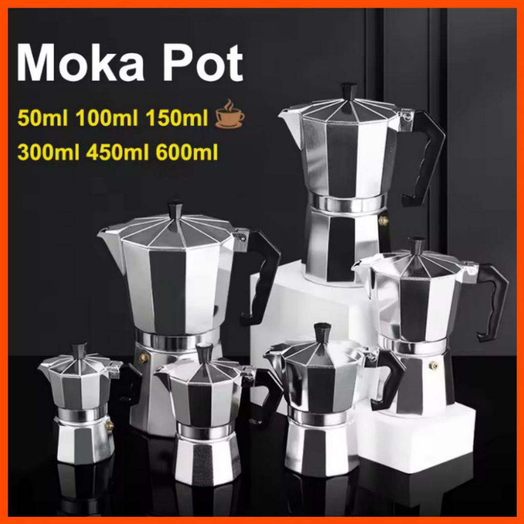 One Two Cups Moka Pot 3-12 CUP 50-600ml Mokapot Coffe Maker Alat Seduh Kopi Manual Brew Teko Stoveto